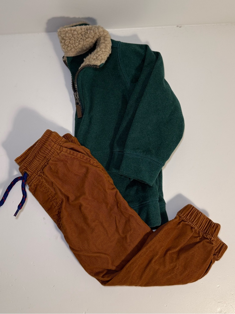 Carter’s 24M Fall Outfit Set | Green Half-Zip Sweater + Corduroy Joggers